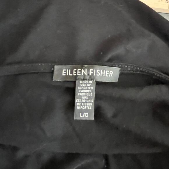 Eileen‎ Fisher Tunic Top Womens Size Large Black Long Sleeves Asymmetric Hem - Picture 6 of 9